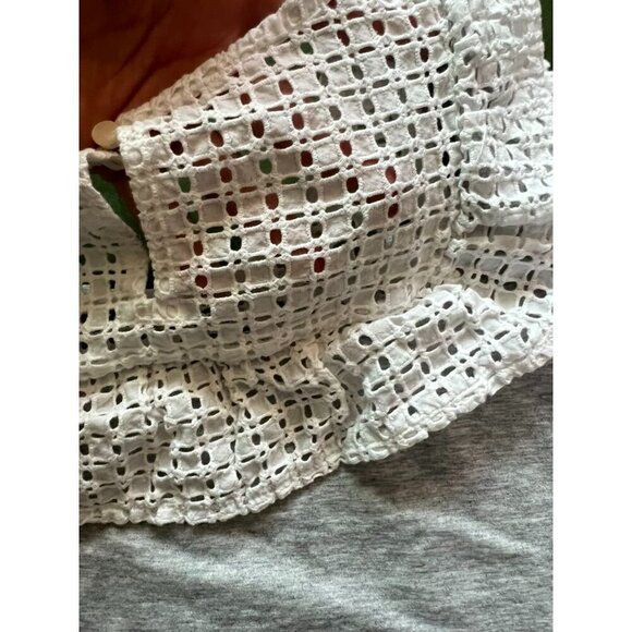 J. CREW RUFFLE WOMEN TOP, GREY/WHITE, WORK ATTIRE, WESTERN, COTTAGECORE - Picture 8 of 12